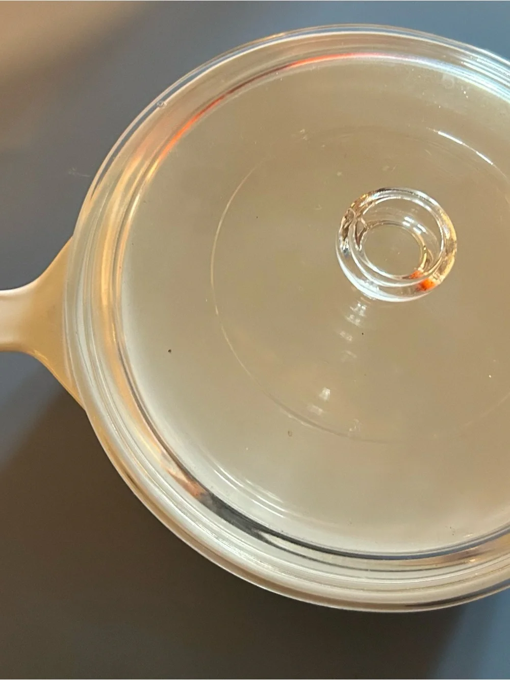 Corningware White Casserole with Blue Country House Pattern and Clear Lid